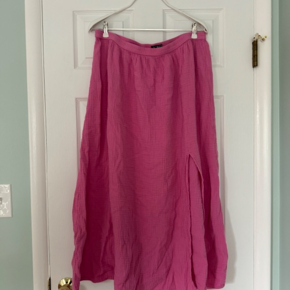 J.Crew Side-Slit Soft Gauze Maxi Skirt, Cotton, Bubblegum Pink, XL - Picture 2 of 6